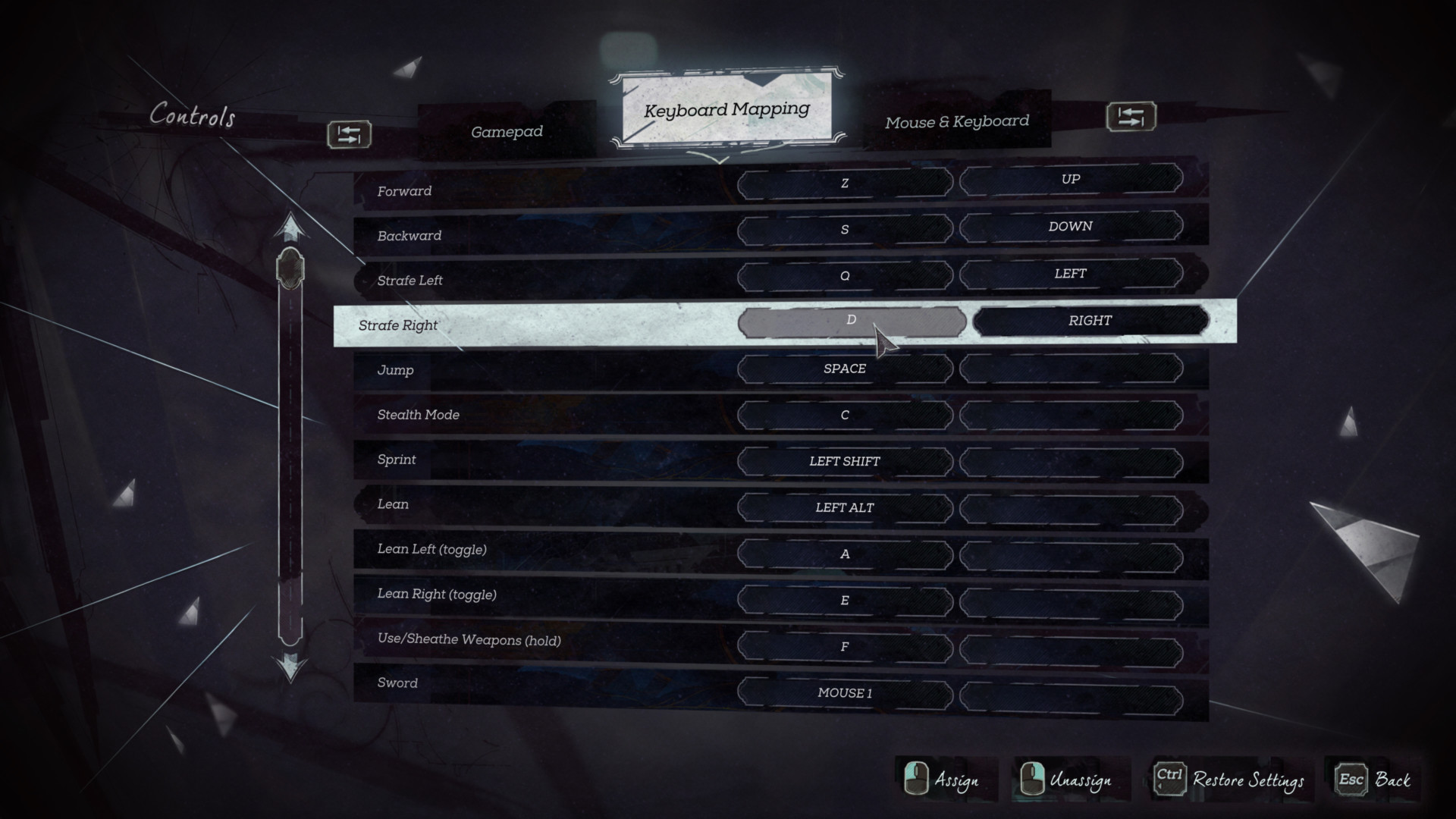 Dishonored 2 keyboard mapping